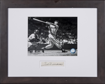 Ted Williams Signed Cut With Photo In Framed Display (JSA)